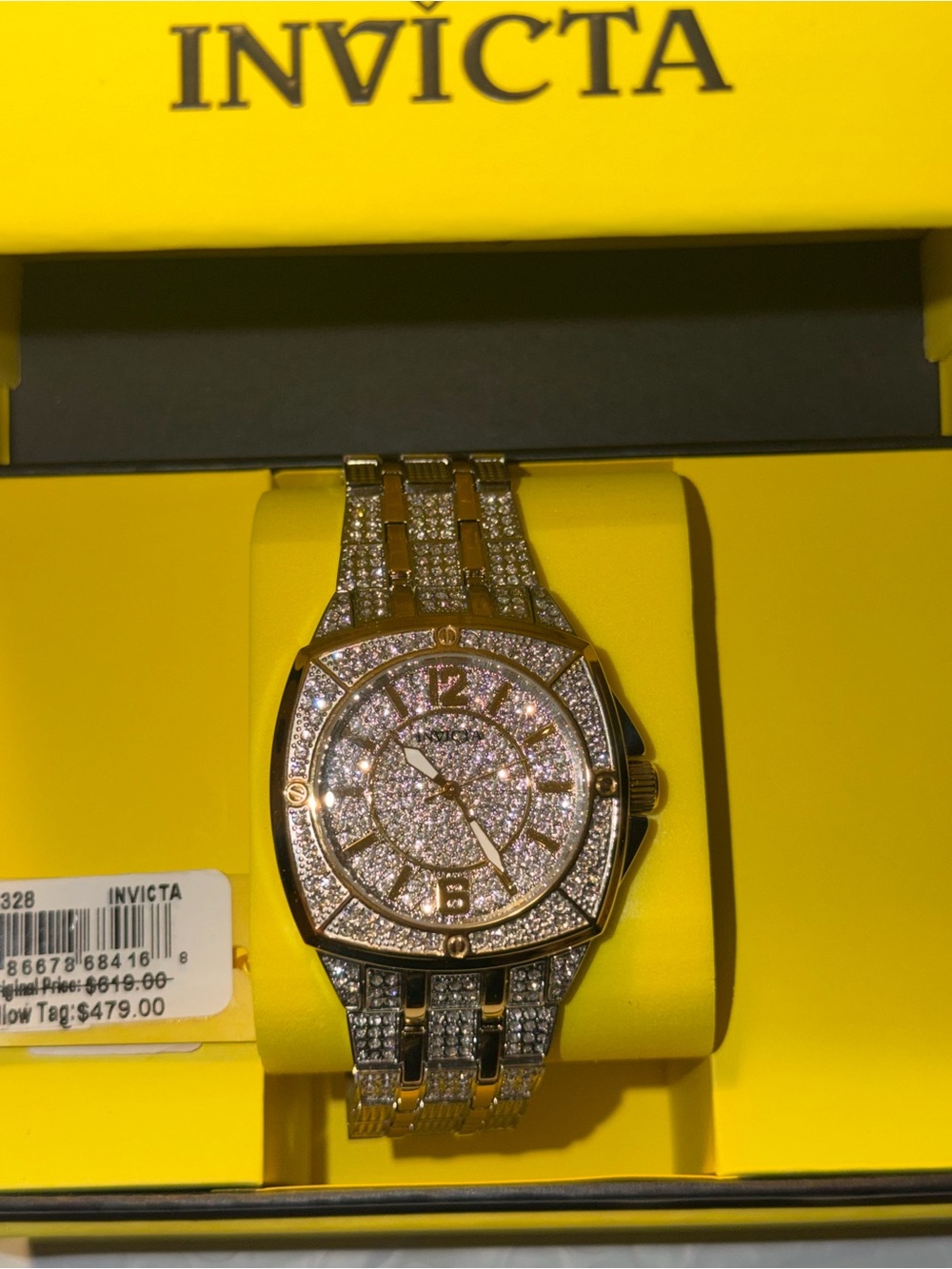 $479 Invicta HIGH END HIGH QUALITY CRYSTAL Watch - Gold -43mm 🔥
